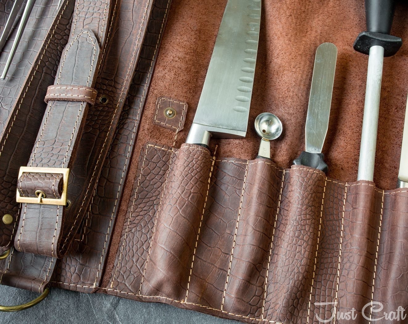 Leather Knife Sheath Roll for Chef Knives Customized for You (without knives)  - Dell's Leather Works